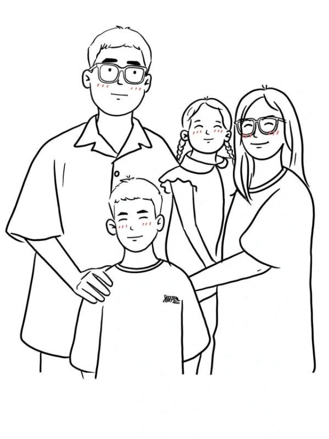 tranh tô màu gia đình 4 người 30
