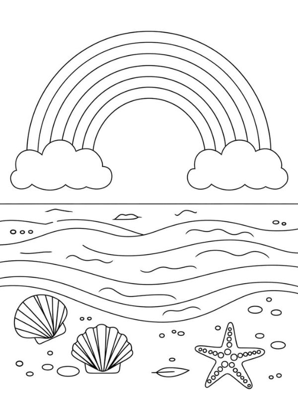 hình ảnh cầu vồng chưa tô màu