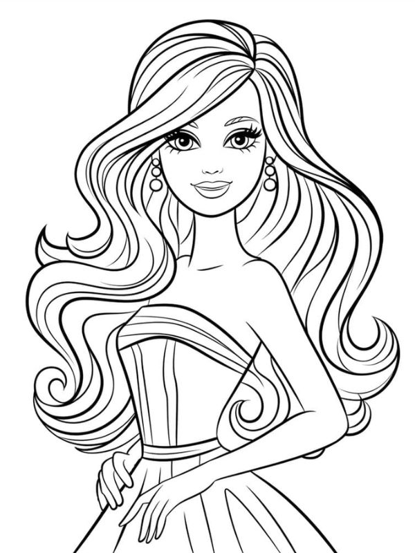 hình búp bê barbie tô màu