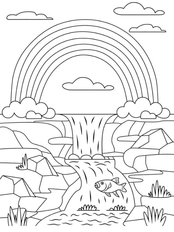 hình cầu vồng cho bé tô màu