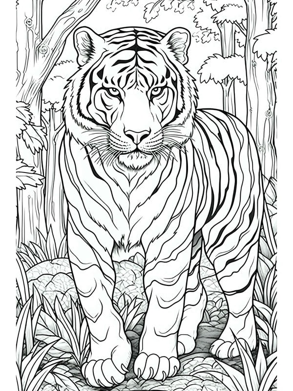 hình con hổ cho bé tô màu