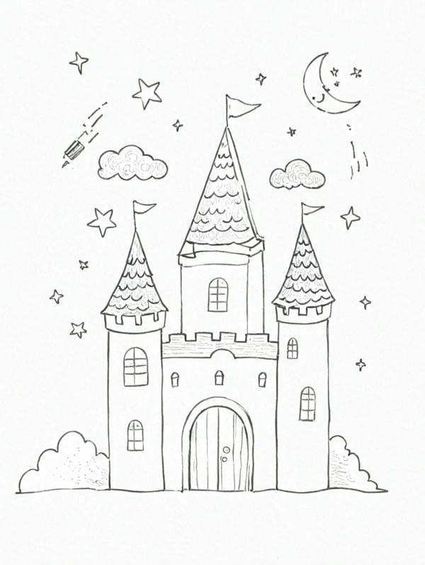 hình lâu đài cho bé tô màu
