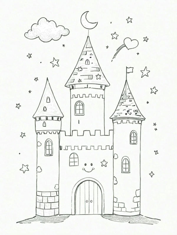 hình lâu đài tô màu