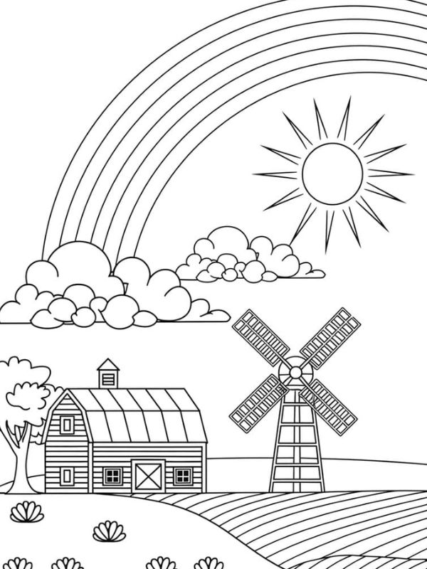 hình tô màu cầu vồng