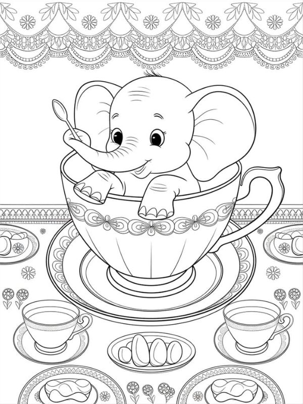 hình tô màu con voi