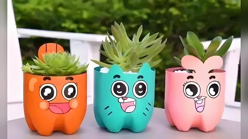 tái chế chai nhựa thành đồ trang trí 36