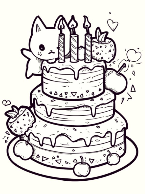 tô màu bánh sinh nhật​ 25