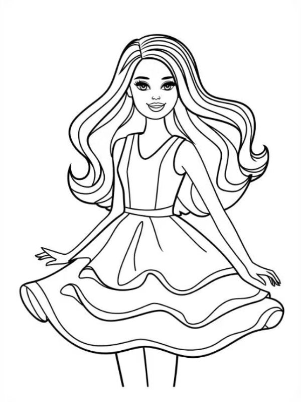 tô màu búp bê barbie 1
