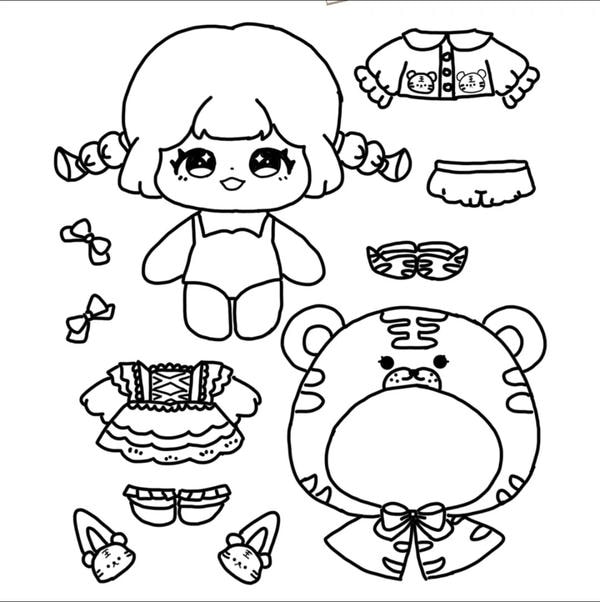 tô màu búp bê giấy 2