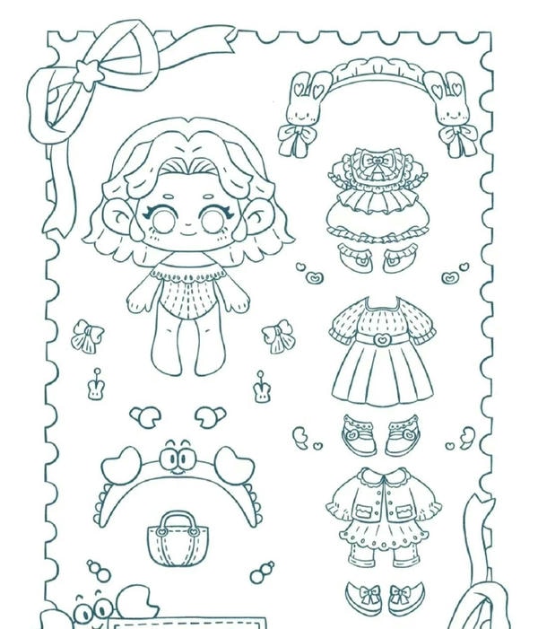 tô màu búp bê giấy 28