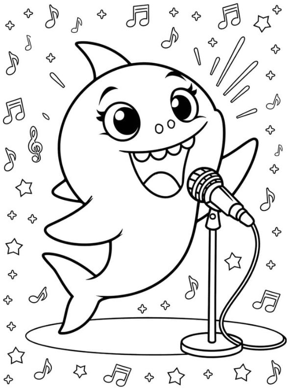 tô màu cá mập 1