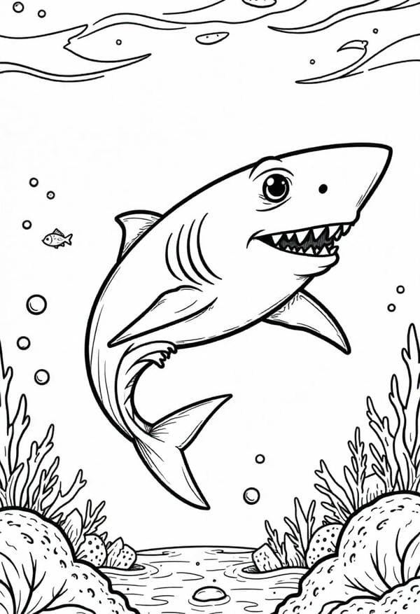 tô màu cá mập 11