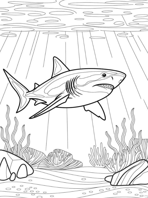 tô màu cá mập 13