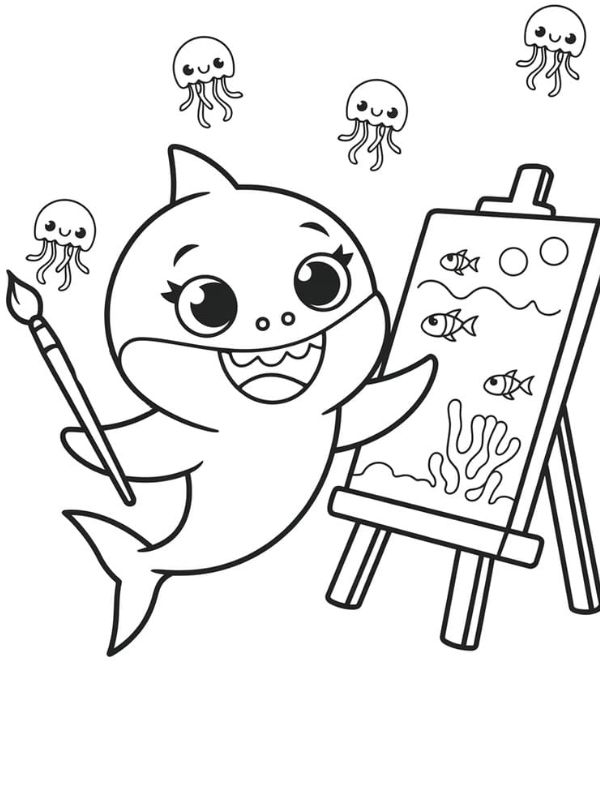 tô màu cá mập 2