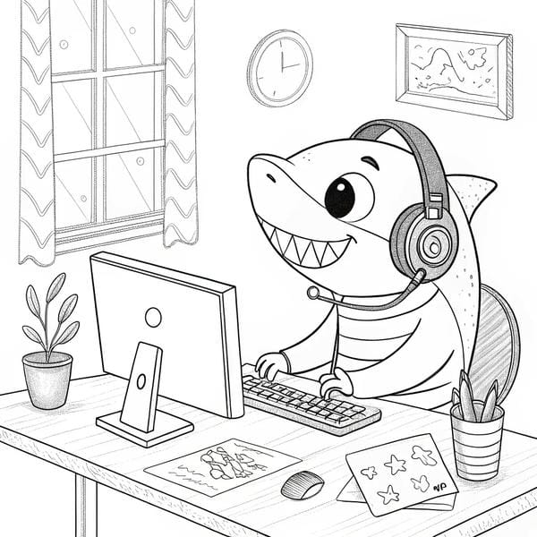 tô màu cá mập 26