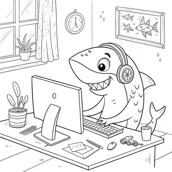 tô màu cá mập 27