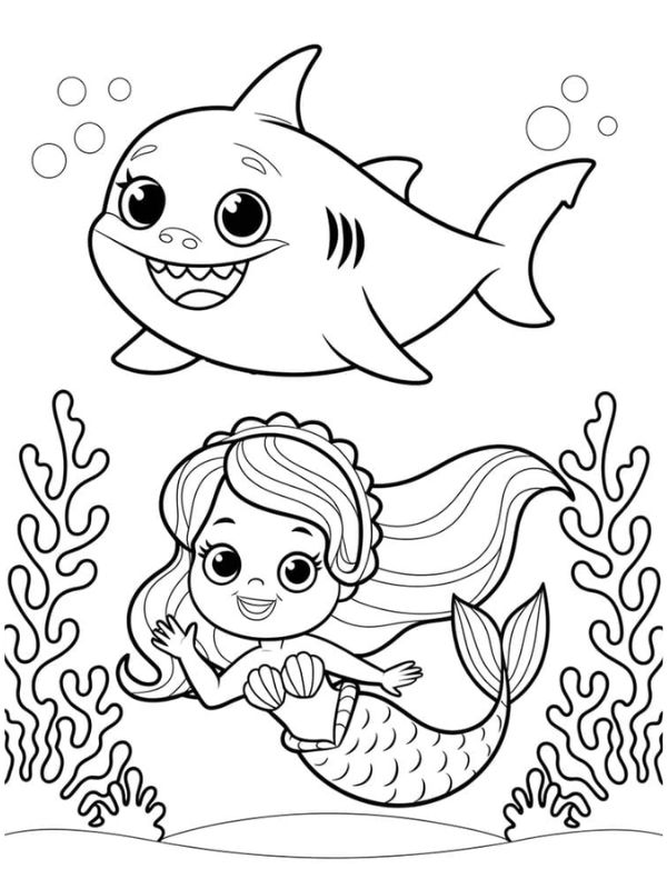 tô màu cá mập 3