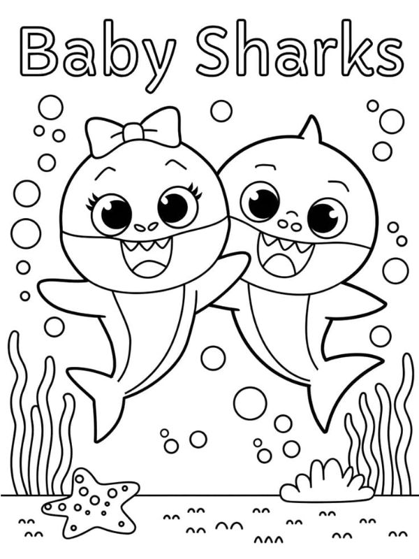 tô màu cá mập 4