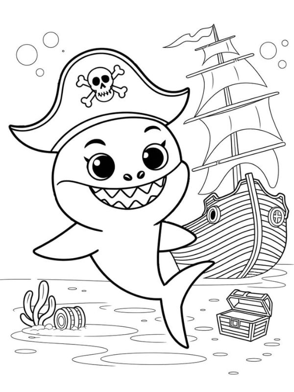 tô màu cá mập 9