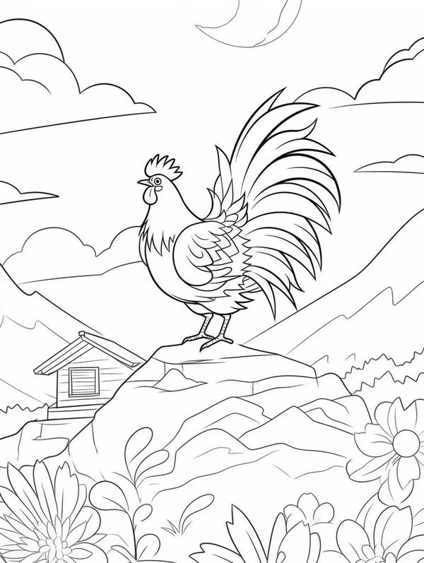 tô màu con gà trống 24