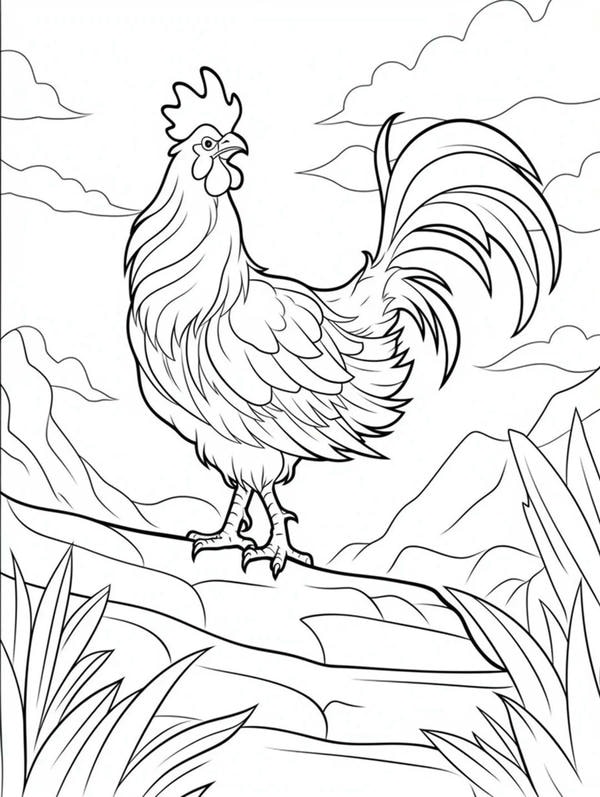 tô màu con gà trống 25