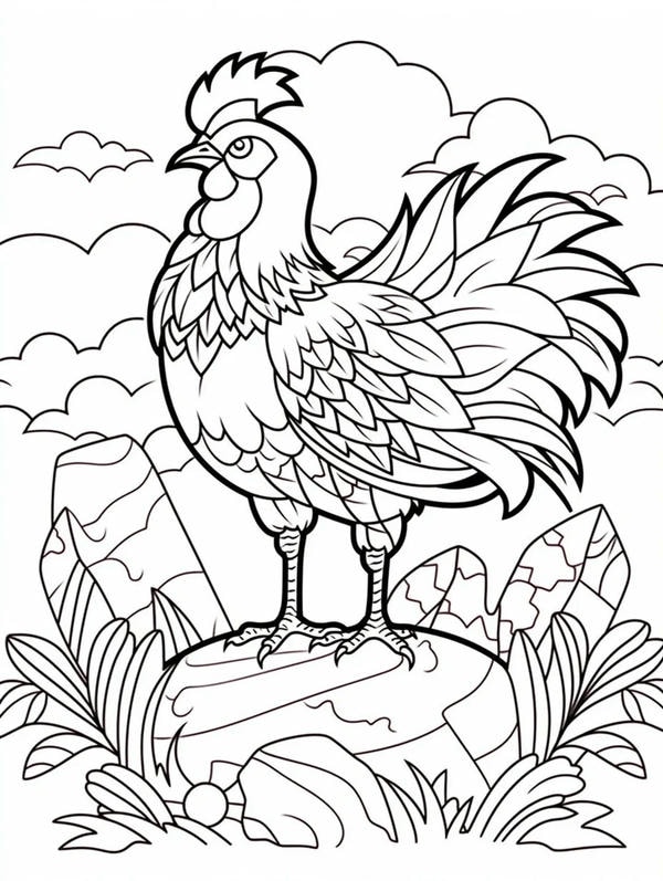 tô màu con gà trống 27