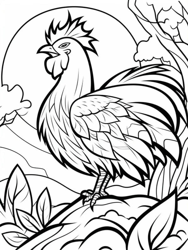 tô màu con gà trống 28