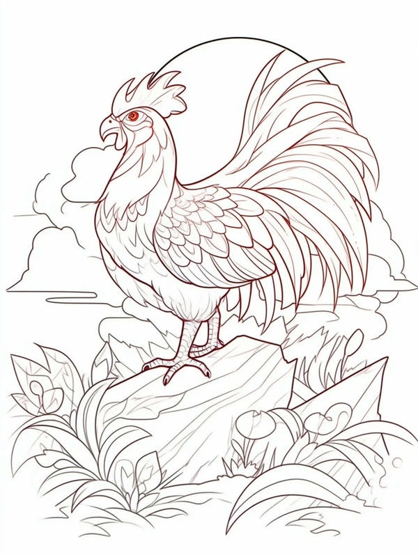 tô màu con gà trống 29