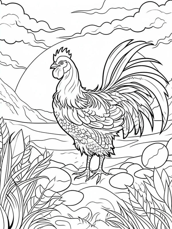 tô màu con gà trống 30