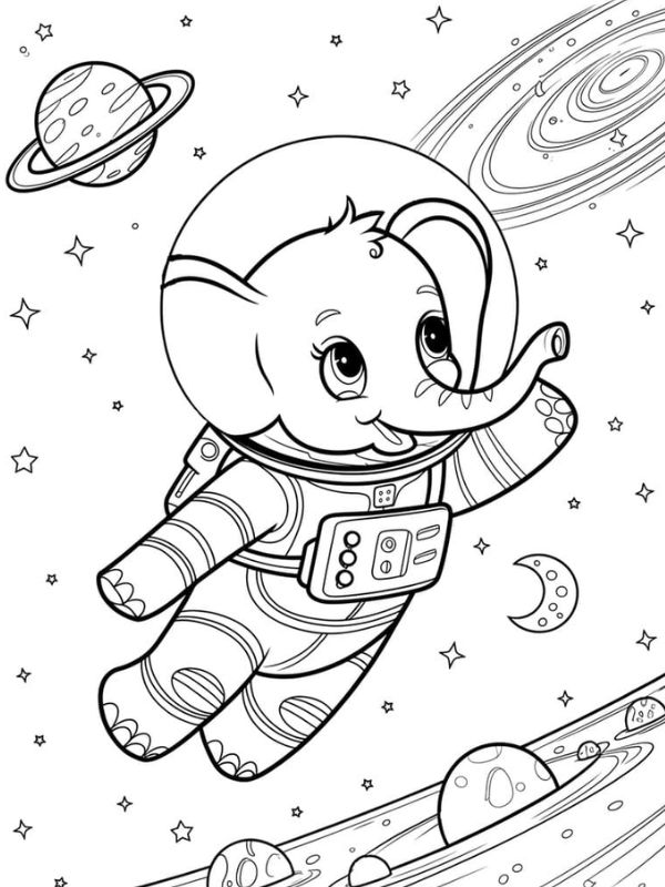 tô màu con voi dễ thương