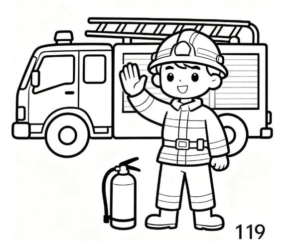 tô màu xe cứu hỏa 1