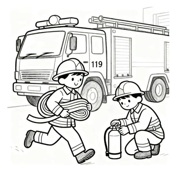 tô màu xe cứu hỏa 3