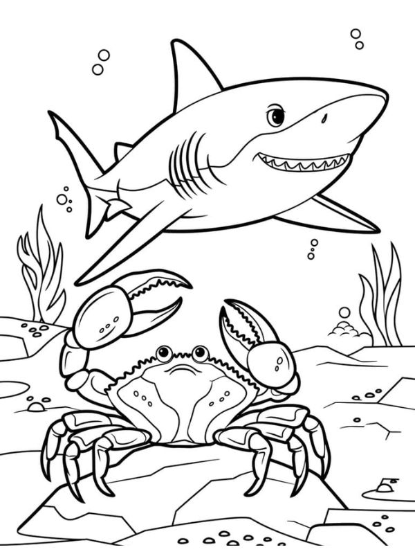 tranh cá mập cho bé tô màu