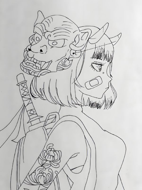 tranh tô màu anime girl ngầu lạnh lùng