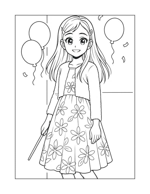 tranh tô màu anime girl ngầu​ 11