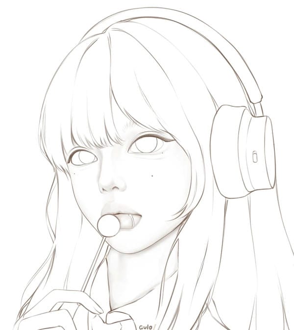 tranh tô màu anime girl ngầu​ 24