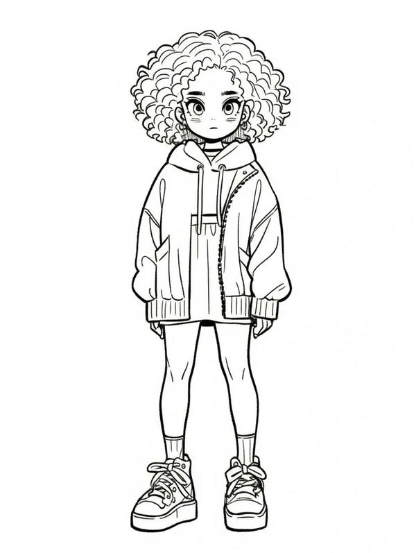 tranh tô màu anime girl ngầu​ 27