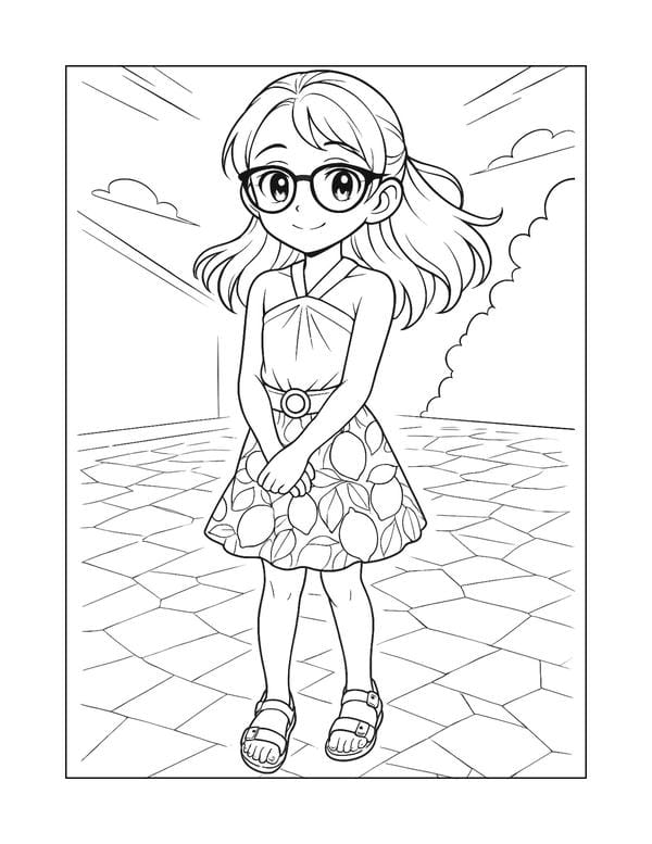 tranh tô màu anime girl ngầu​ 3