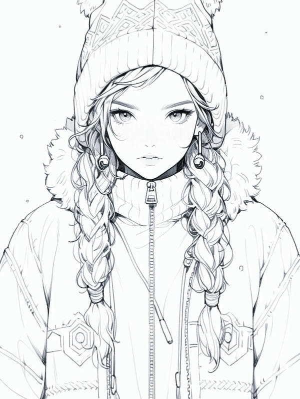 tranh tô màu anime girl ngầu​ 3