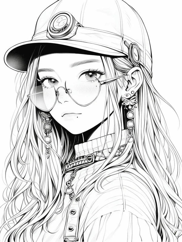 tranh tô màu anime girl ngầu​ 9