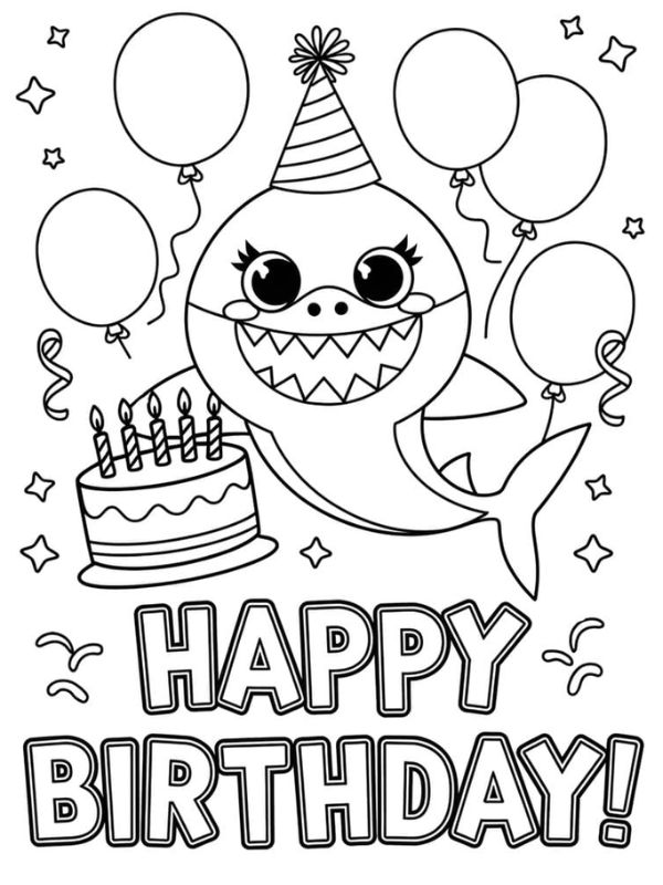 tranh tô màu cá mập