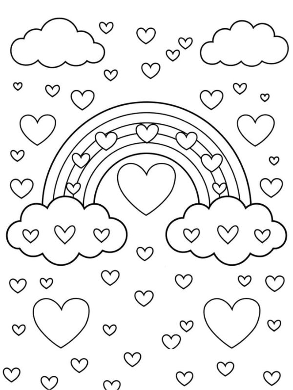 tranh tô màu cầu vồng cho bé