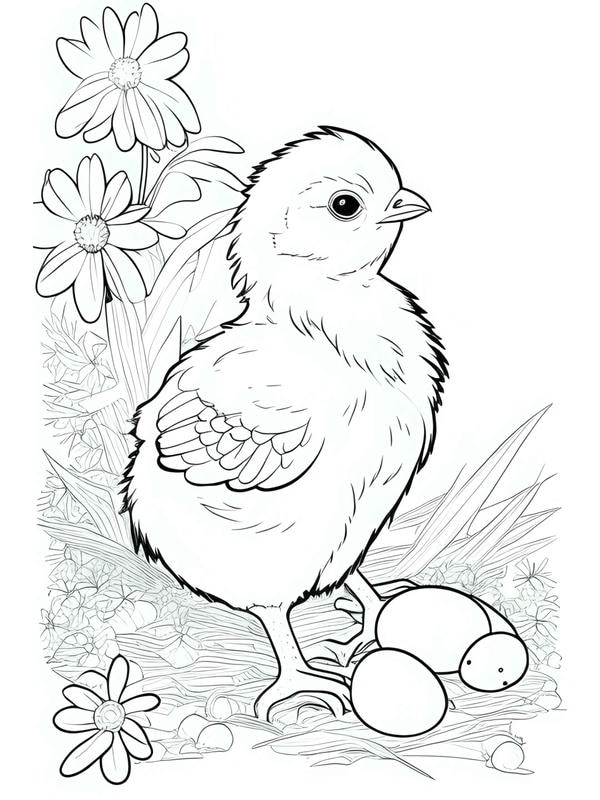 tranh tô màu con gà con 35