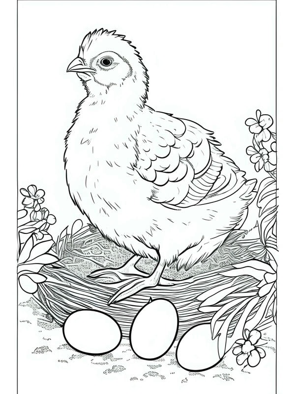 tranh tô màu con gà con 36