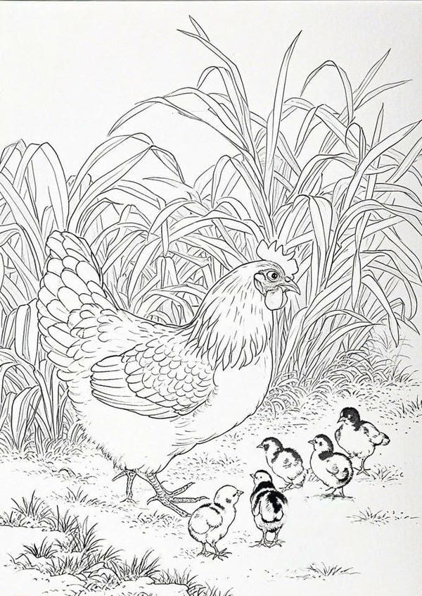 tranh tô màu con gà mái 16