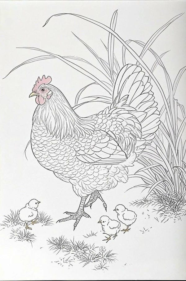 tranh tô màu con gà mái 18