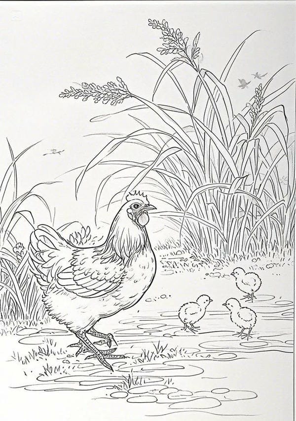 tranh tô màu con gà mái 19