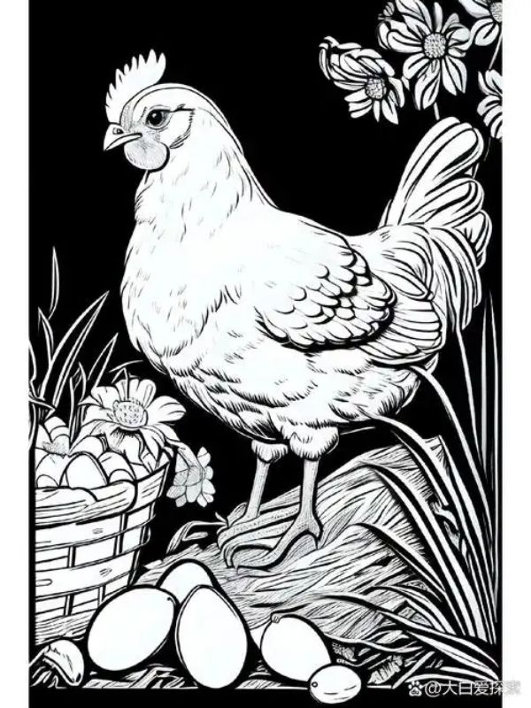tranh tô màu con gà mái 26