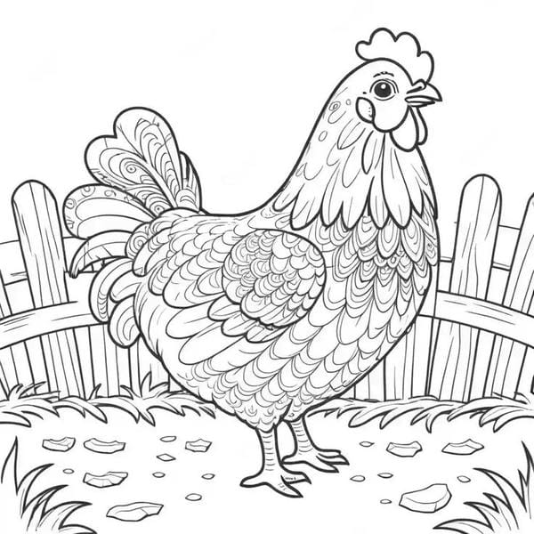 tranh tô màu con gà mái 5