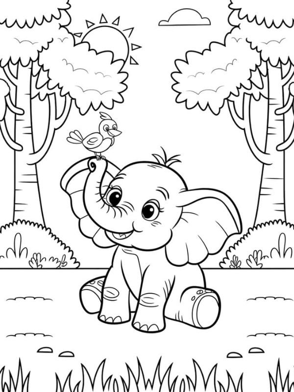 tranh tô màu con voi​